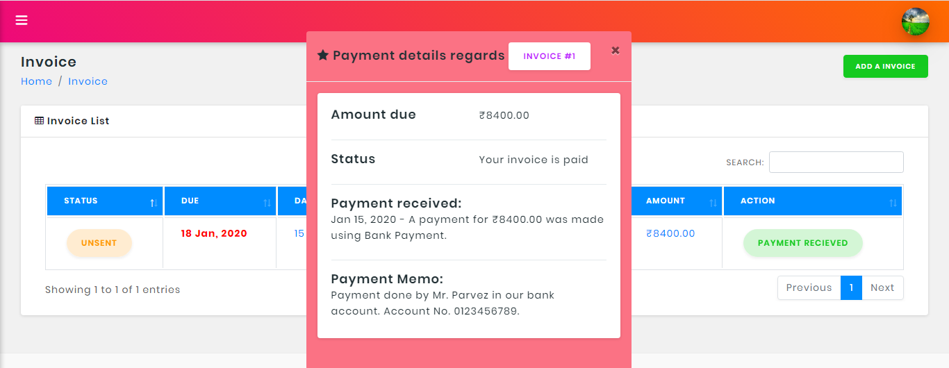 Payment tracking online